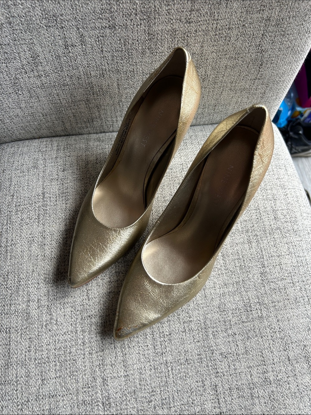 Nine West Classic Pointed-Toe Women's Pumps in Metallic Gold